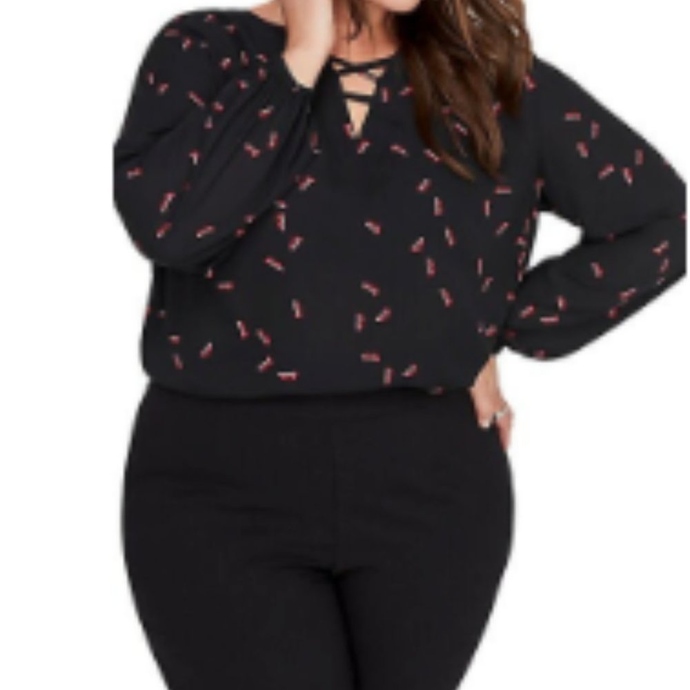 Fun tunic top with cute red shoe print.
